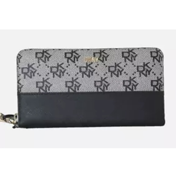 New DKNY Boxed Bryant Large Zip Around Continental Wallet Grey / Black - Picture 1 of 5